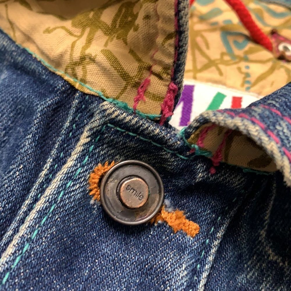 Womens Vintage SMILE‎ Western Indian Denim Jean Jacket - Picture 12 of 12